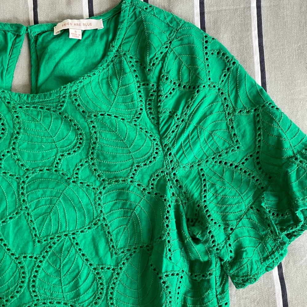 Skies Are Blue green blouse